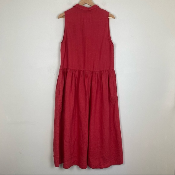 Frank & Eileen red linen “Daphne” dress medium length, sleeveless. Medium - Picture 4 of 8